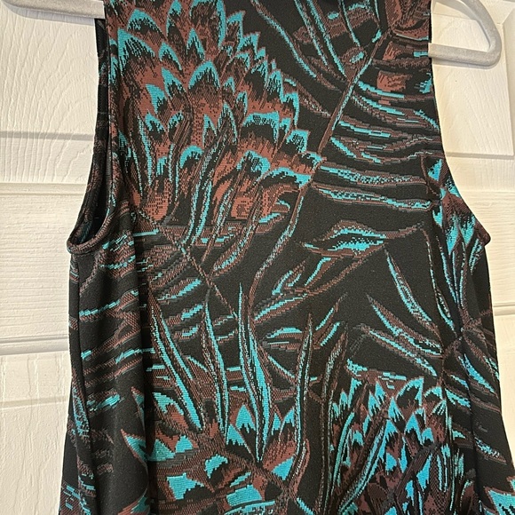 Mara Hoffman teal and chocolate brown floral print swing mini dress, size small - Picture 2 of 8